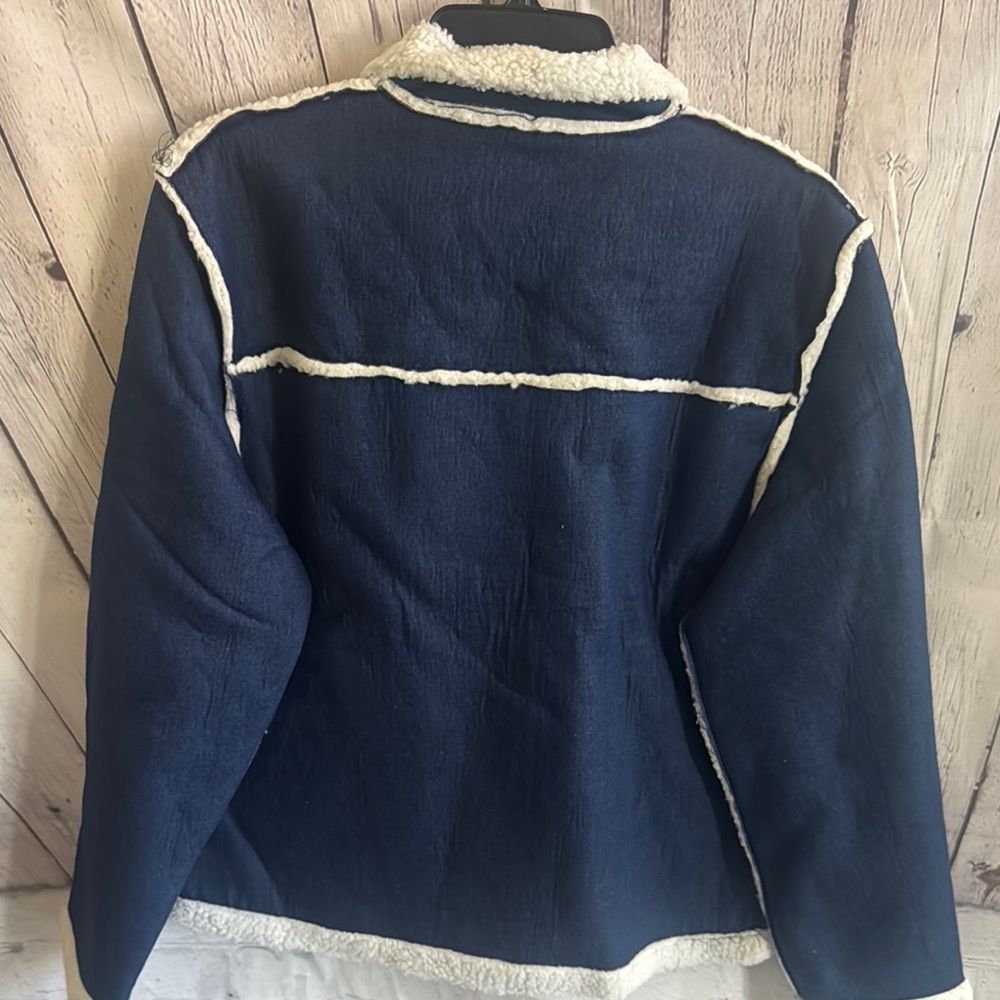 Gazoz Dark Blue and White Sherpa Jacket - Picture 4 of 9